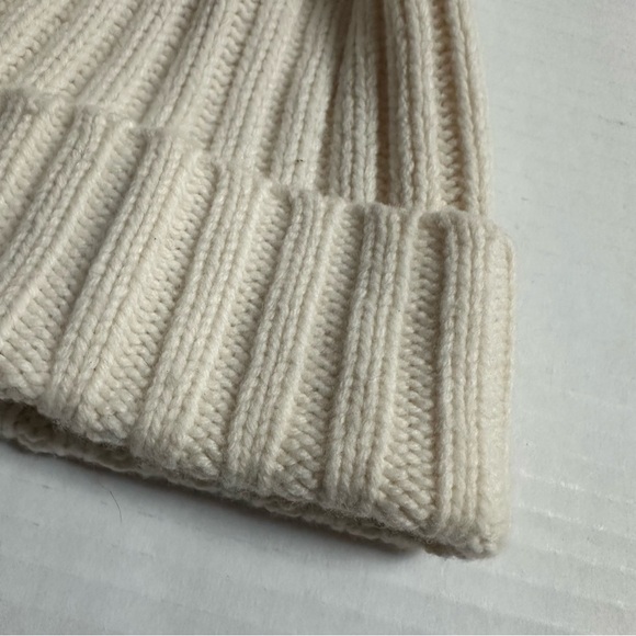 Athleta Knit Ribbed Winter Hat with Faux Fur Pom, Ivory Cream - Picture 11 of 11